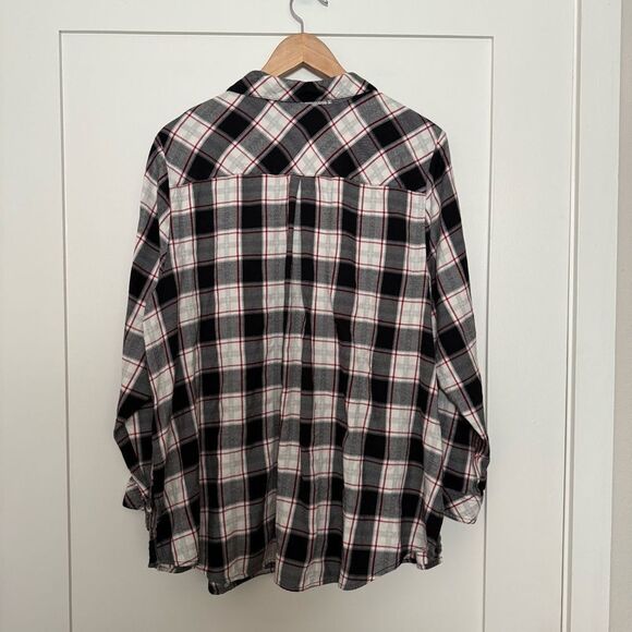 Catherines Shirt Womens Sz 1x Plaid Flannel Button Up 3/4 Sleeve Casual Country - Picture 5 of 11